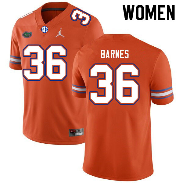 Women #36 Cornelius Barnes Florida Gators College Football Jerseys Sale-Orange